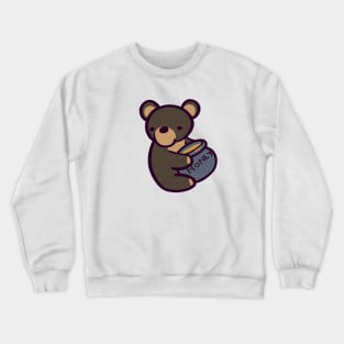 Cute Cartoon Bear with Honey Crewneck Sweatshirt